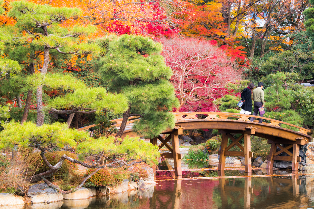 渉成園のふたり