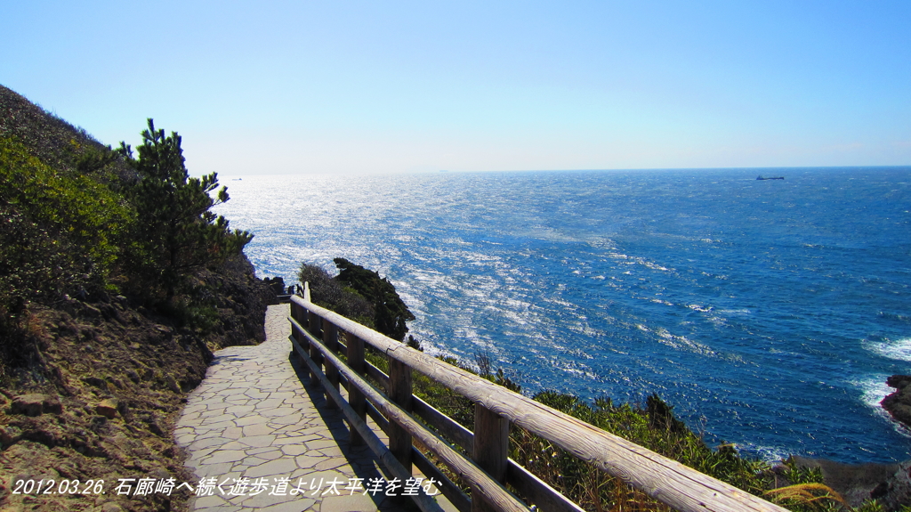 春の石廊崎遊歩道より太平洋を望む