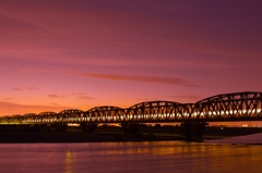 iron bridge in the sunset