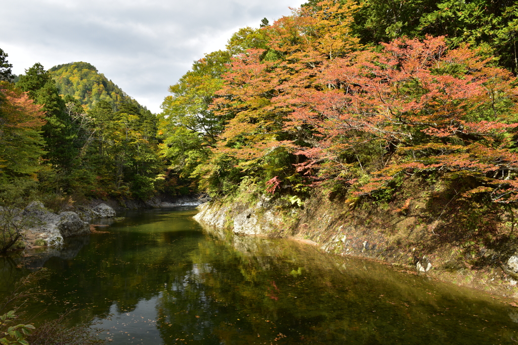 薬研渓流の秋