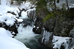 残雪の薬研大滝