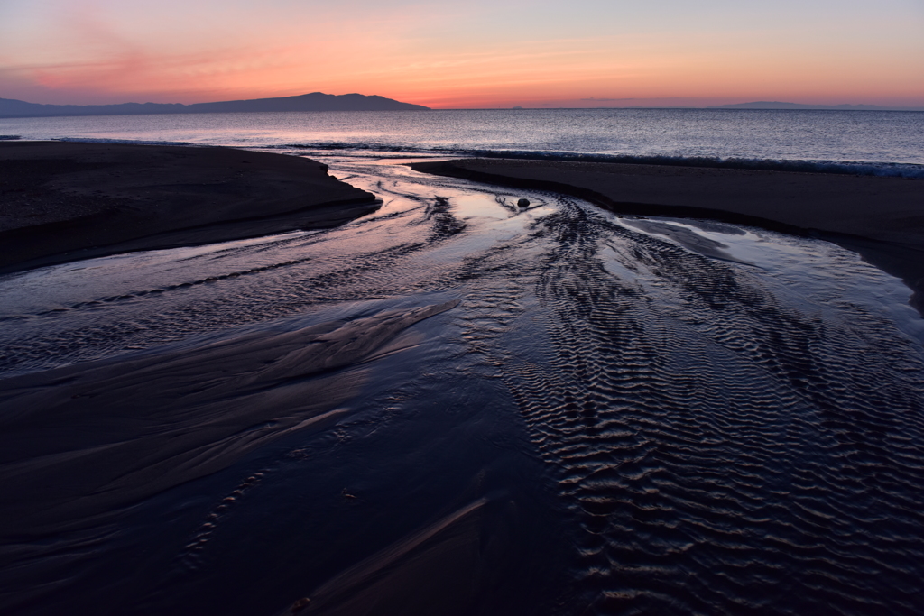 袰部川の夕焼け