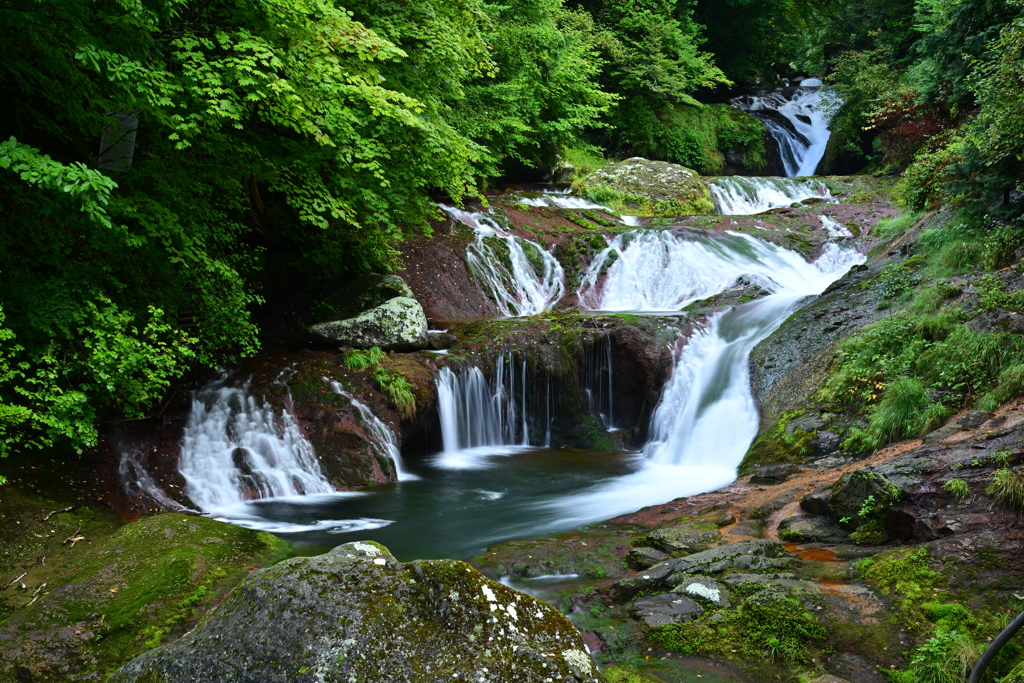深緑のおしどり隠しの滝