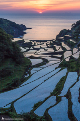 夕陽と浜野浦