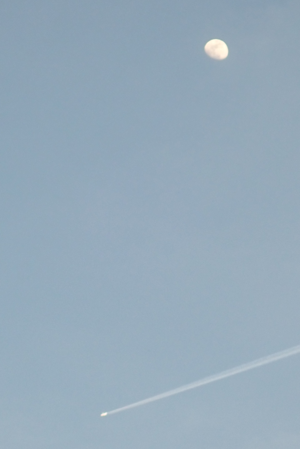 月と飛行機雲・・・