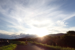 仕事帰りの夕陽・・・