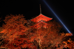 清水寺の紅葉と三重塔・・・