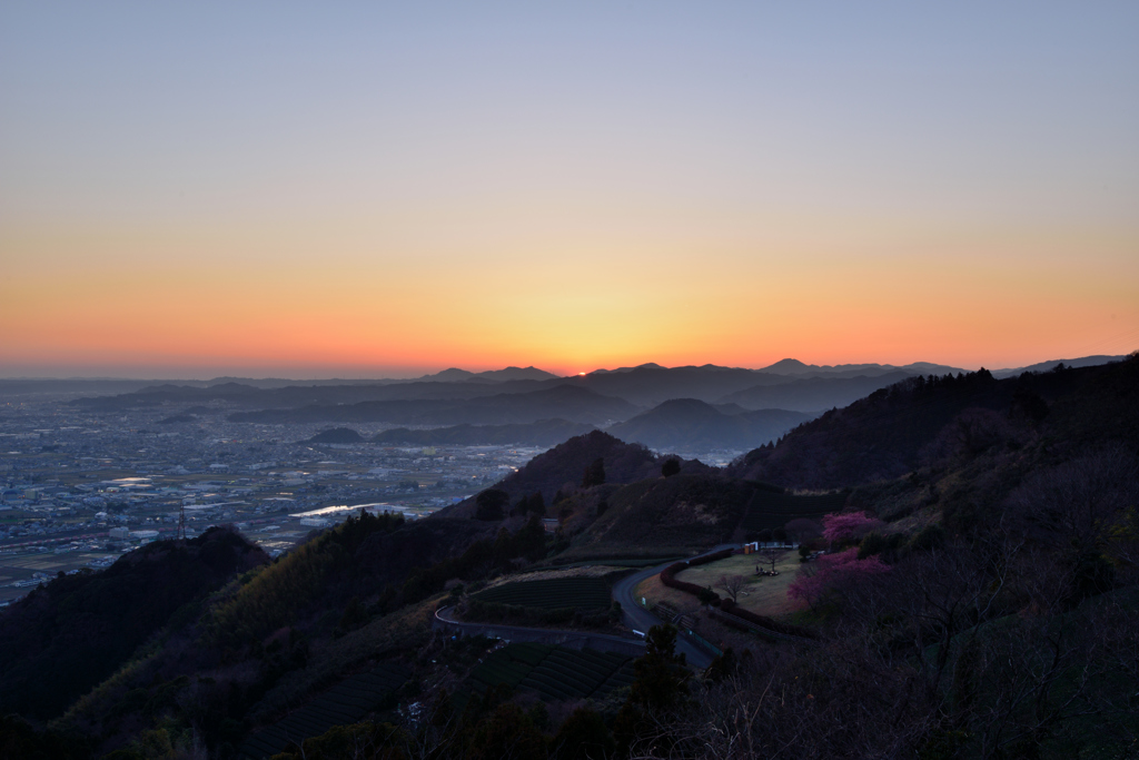 里山の夕陽