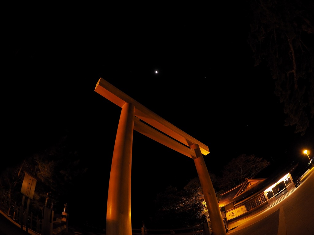 鳥居と月