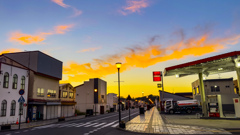 美瑛街の夕暮れ。