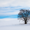 雪の丘、空と雲。