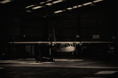 in a hangar