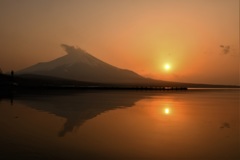 山中湖の夕陽