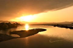 何とか見られた夕陽