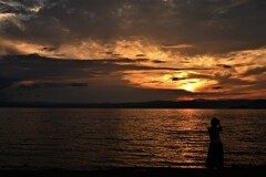 夕暮れのカメ女さん