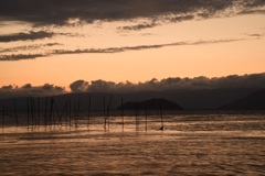 竹生島夕景