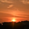 燃える空の彦根城