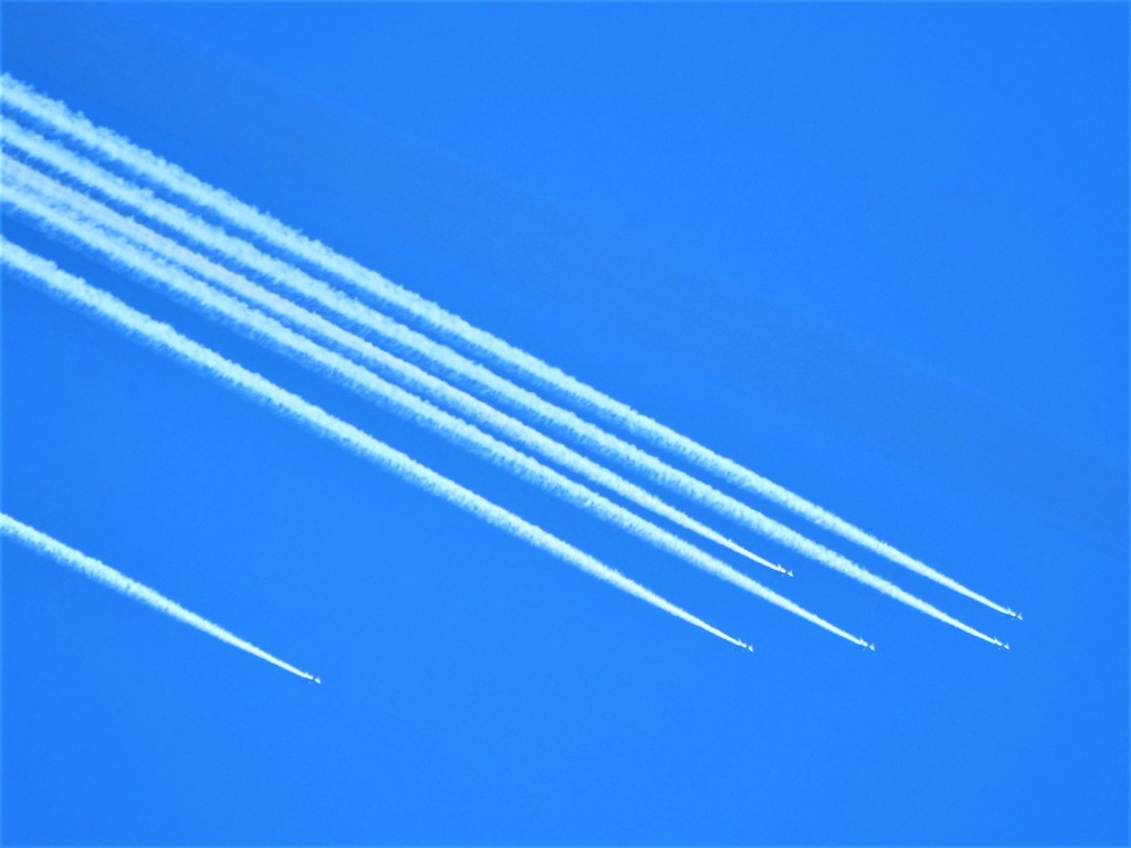 突然の飛行機雲
