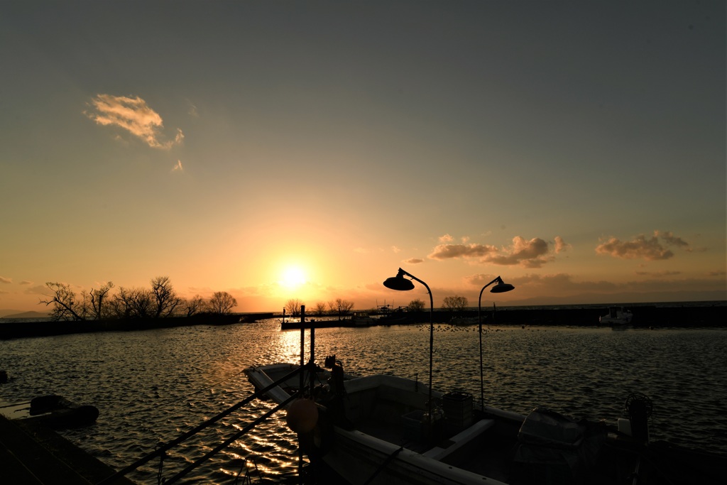 明るい夕景