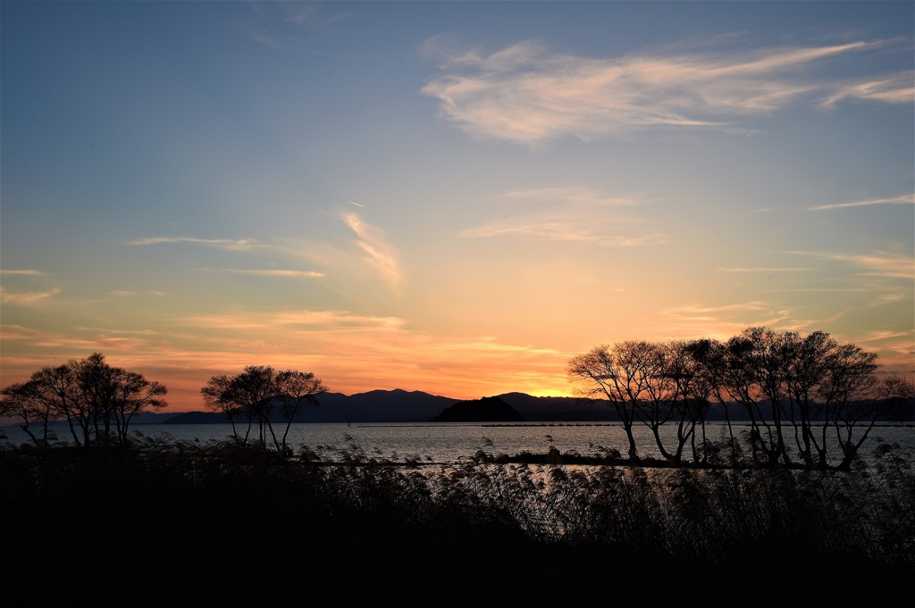 青い夕景