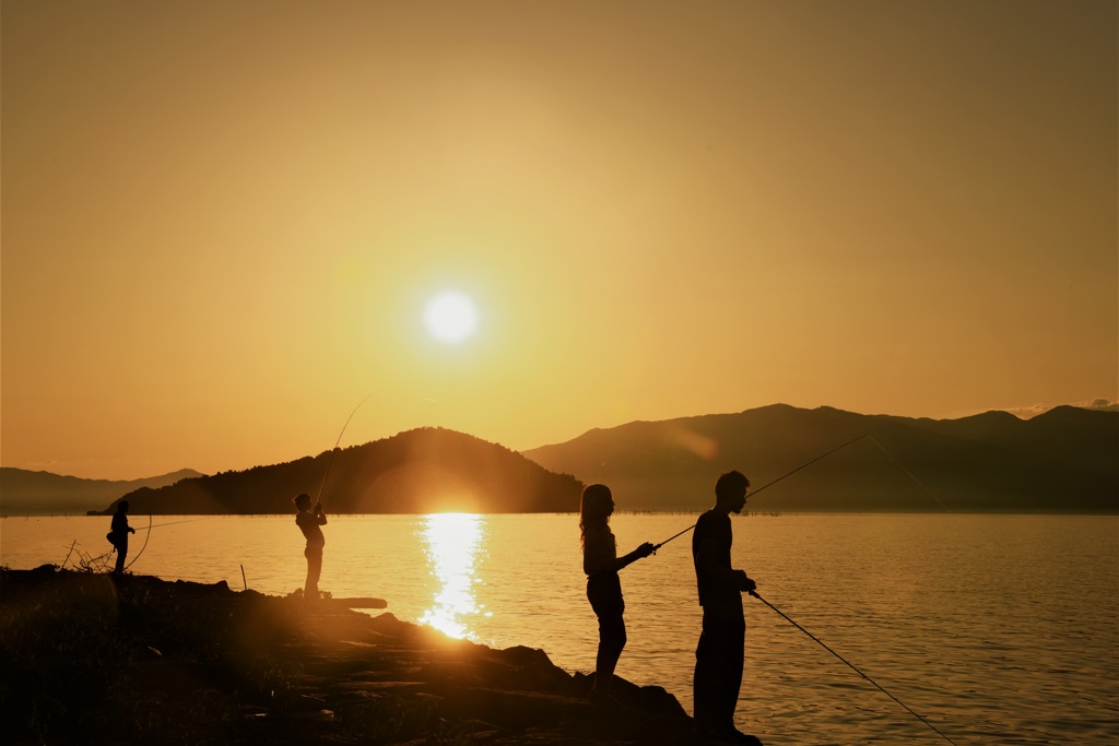 夕陽のアングラー達