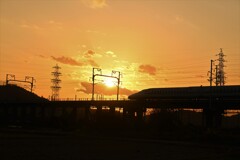 夕陽に突入！