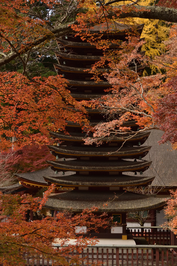 十三重塔と紅葉