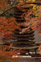 十三重塔と紅葉