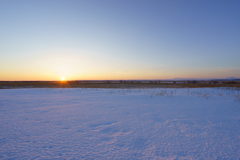 釧路湿原の夕陽。