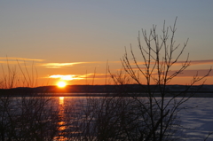北海道シラルトロ湖からの沈む夕陽。