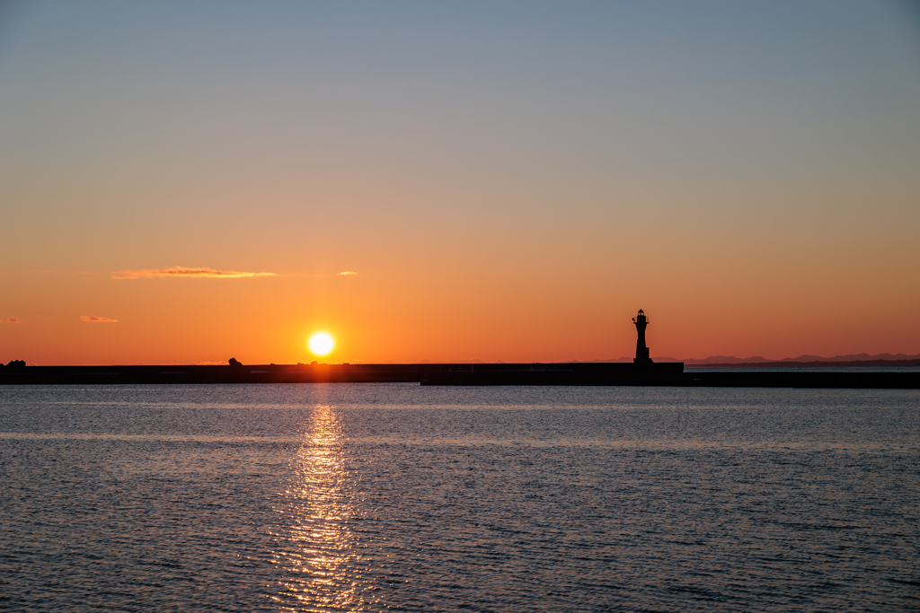 釧路港の夕陽。