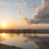釧路湿原の夕陽と雲