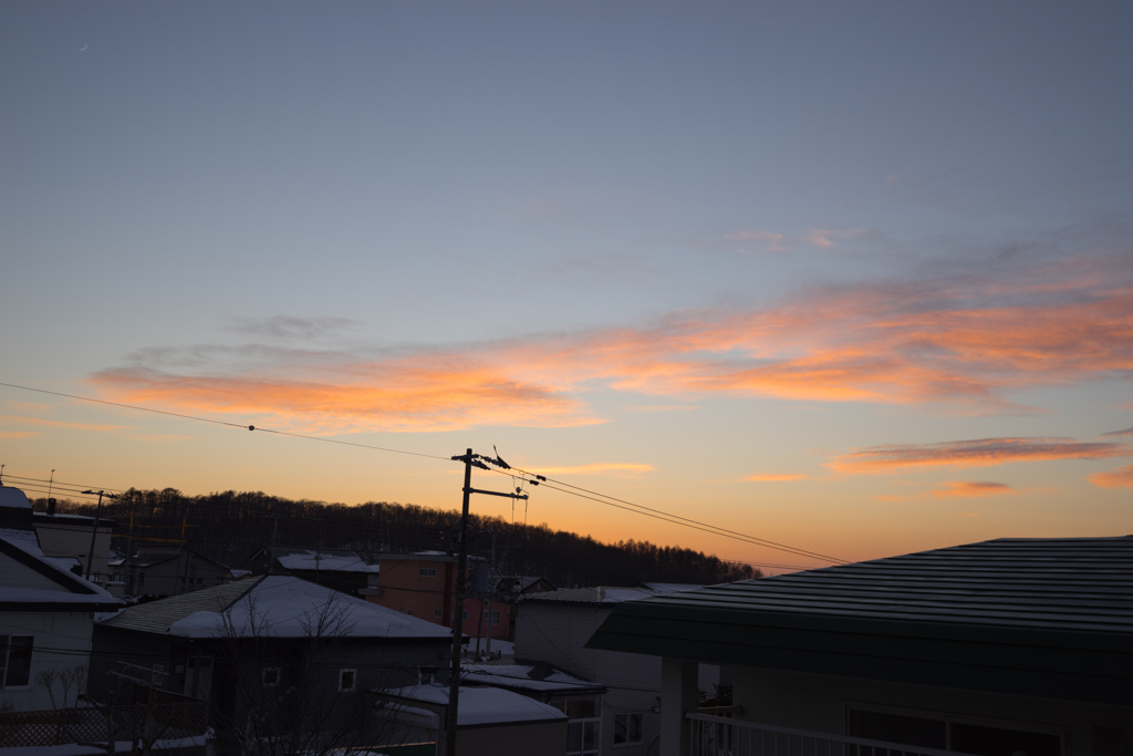 今年最初の夕焼けは自宅からです。