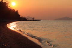 琵琶湖の夕日