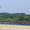 木曽川河川に熱気球