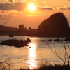 木曽川を照らす夕日