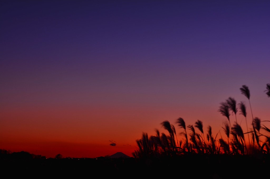 夕闇の富士