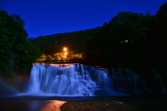 Late-night waterfall