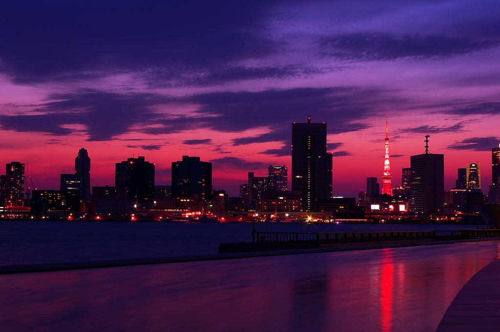 東京晴海埠頭の夕景