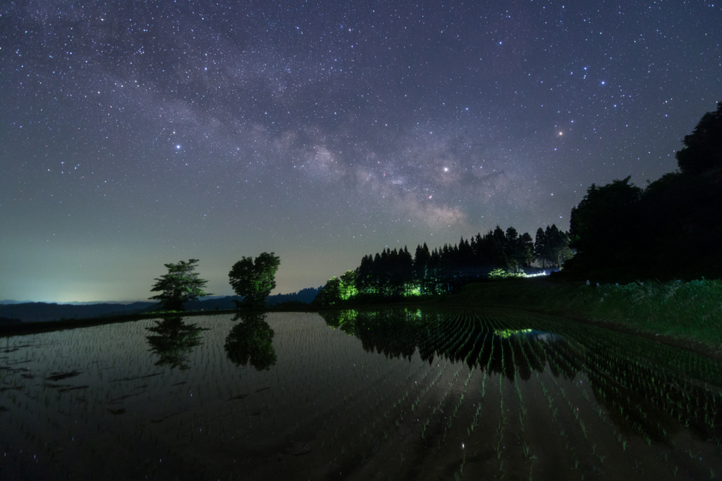 星峠の棚田に映る天の川 By Michi Mimimi Id 写真共有サイト Photohito