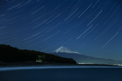 富士、松原と星空