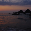玄海灘へ沈む夕日（福岡・二見浦）