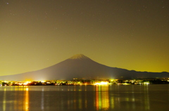 河口湖からの富士山夕暮れ