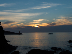 オホーツク海に沈む夕日