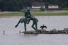河童とカワウ