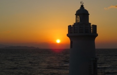 夕日を見送り
