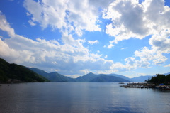 中禅寺湖と青空