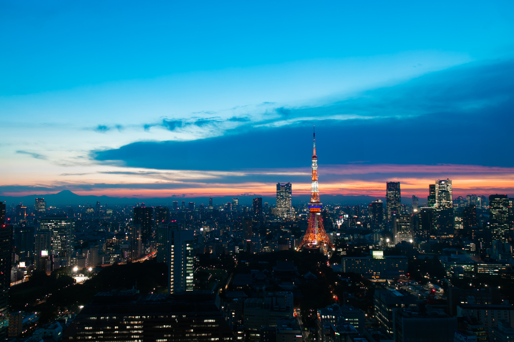 tokyo tower + mt.fuji + magic hour = the