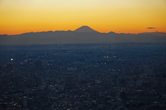 夕焼けの富士山