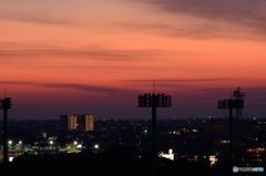 窓の外の夕景